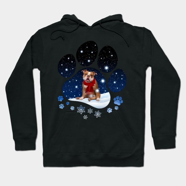 Snow Paw Old English Bulldog Christmas Winter Holiday Hoodie by TATTOO project